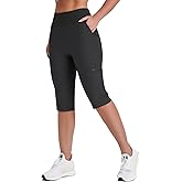 Emlovm Women's Golf Capri Pants with Zipper Pockets Below The Knee Shorts Lightweight Long Hiking Shorts Knee Length