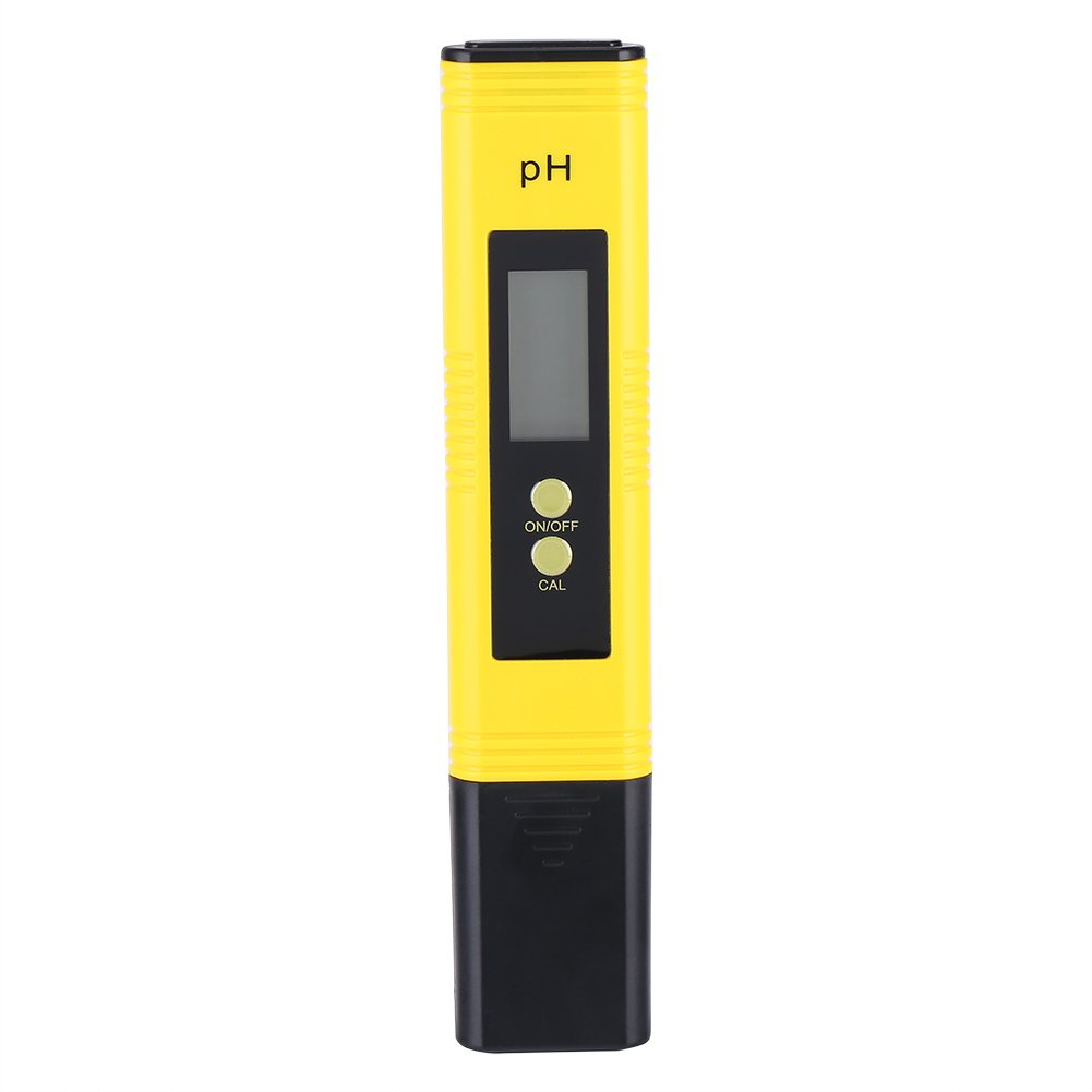 Fdit PH Tester, Digital Water PH Meter Tester Portable Waterproof for Pool Drinks Aquarium (Black+Yellow)