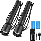 Keenstone LED Torch Rechargeable, 2 Pack Torches Super Bright Lantern 1500 Lumen