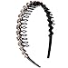 LONEEDY Wave Rhinestone and Crystal Teeth Comb Headbands For Women, Non-slip Hard Headbands (Gold)