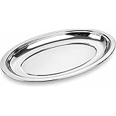 Chandler Stainless Steel Serving Tray 18 Inches | platters and trays for parties, Premium Oval Silver Platter for Serving Food, Party Trays, Turkey Platter
