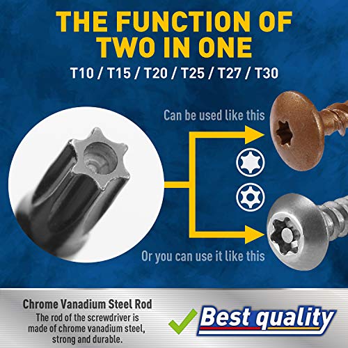 image for Amartisan 6-Piece Magnetic Torx Screwdrivers Set, Security Tamper Proo