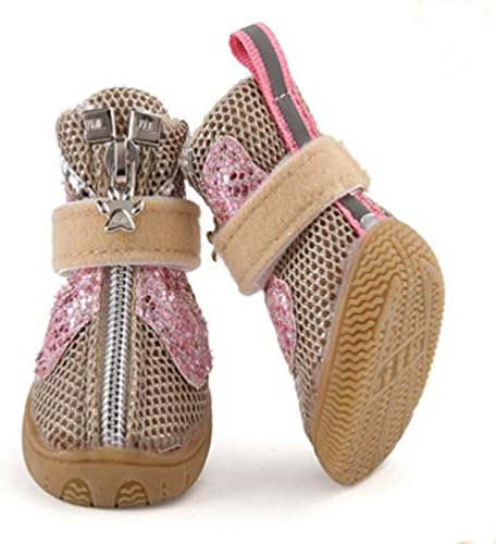 Jim Hugh 4Pcs/Lot Pet Dog Shoes Summer Breathable Non-Slip Star Pattern for Small Medium Dogs Sneaker