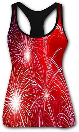 MEDAL8S Funny Fireworks Women's Fashion Custom 3D Printed Vest Sports Baseball Tank Tops Black S