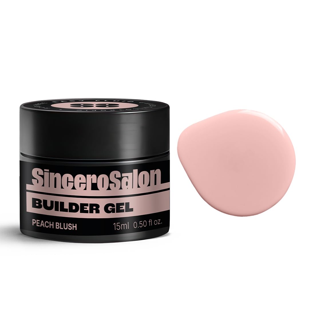 SINCERO Salon Builder Gel in Peach Blush - UV LED Nail Extension and Strengthener for French Manicures - 15ml