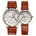 DREAMING Q&P Ultrathin Leather His and Hers Wristwatches (Brown Gold Case)
