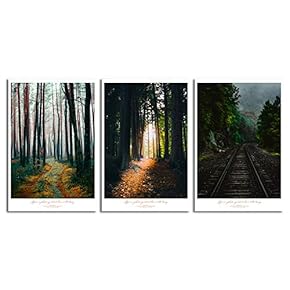 Canvas Wall Art Abstract Forests Painting Artwork for Home Prints Framed - 16"x24" x 3 Panels