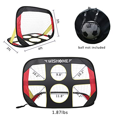 WisHome 4FT 2 in 1 Pop Up Kids Soccer Goal Portable Kids Soccer Net, Easy Score Football Indoor/Outdoor Shooting Practice Goal for Backyard/Park Play with Round Zipper Backpack(L09) - Thumbnail 2