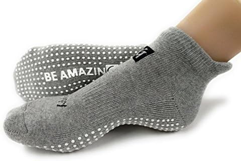 Non-skid Grip No-slip Socks for Barre Pilates Yoga PiYo Maternity Labor Hospital One Size(1-pair Grey)