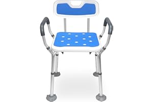 BCARESELF Shower Chair with Arms Heavy Duty Bath Chair with Back Inside Shower Transfer Bath Seat Padded Bench Portable Lift Height Adjustable Legs for Bathtub Non-Slip feet