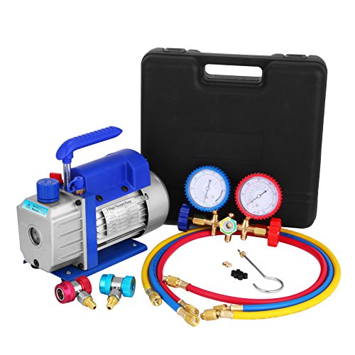 Bestauto Vacuum Pump Kit 3CFM 1/4HP Air Vacuum Pump HVAC A/C Air