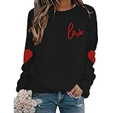 AIIWEIS Valentine Sweatshirt for Womens Love Heart Grahic Long Sleeve Shirt Casual Valentines Gifts Pullover Tops