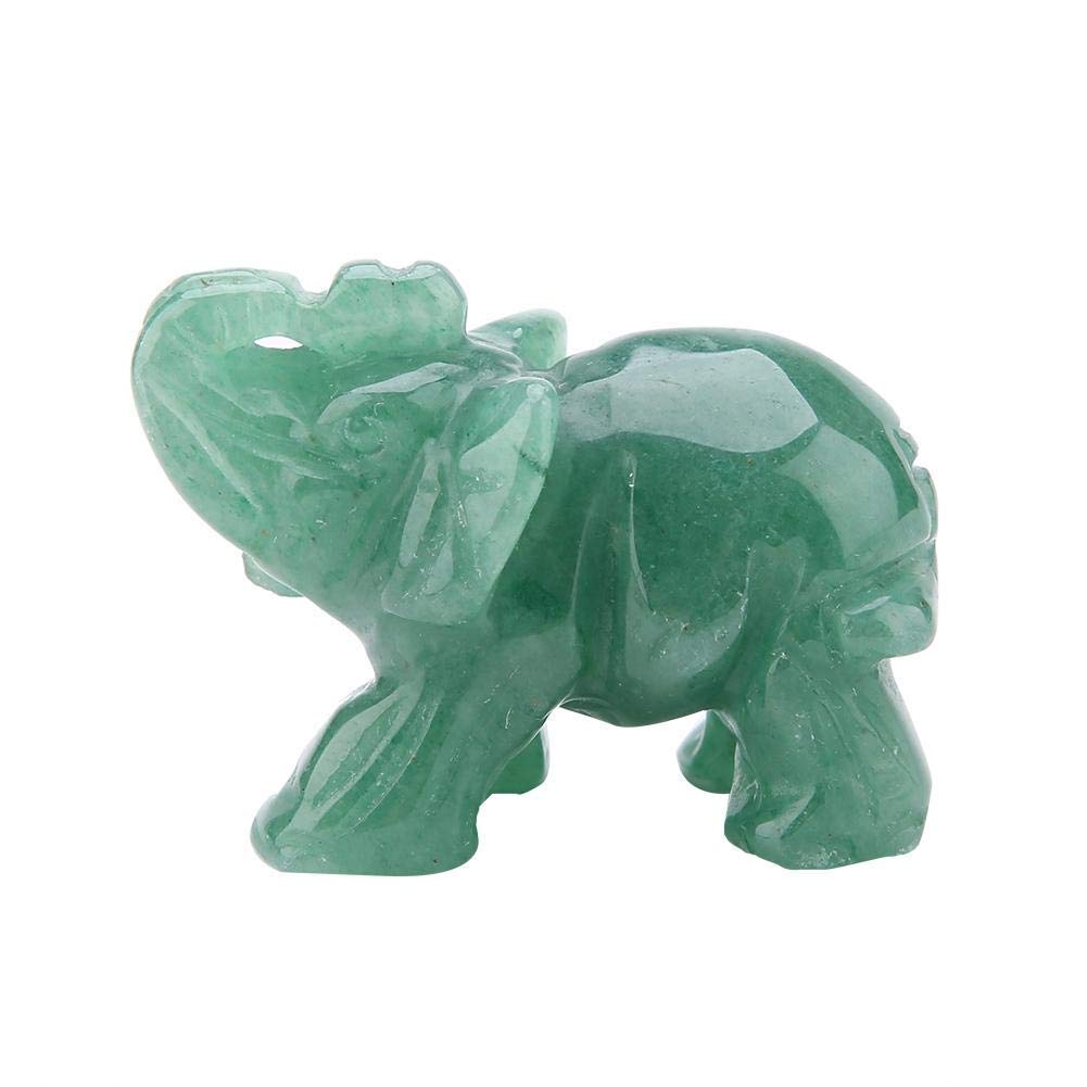 2-inch natural jade elephant ornament (green aventurine stone) (random left and right direction of the foot and tail), Other Collectibles