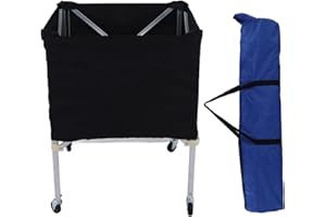 Pwshymi 1PCS Foldable Ball Storage Cart with Wheels for Basketball Soccer Volleyball Practice, Aluminum Alloy Frame, Portable