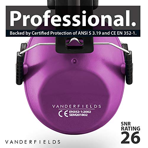 Vanderfields Earmuffs for Kids Toddlers Children - Hearing Protection Ear Defenders for Small Adults Women - Foldable Design Ear Defenders Adjustable Padded Headband Noise Reduction (Purple Power) - Thumbnail 2