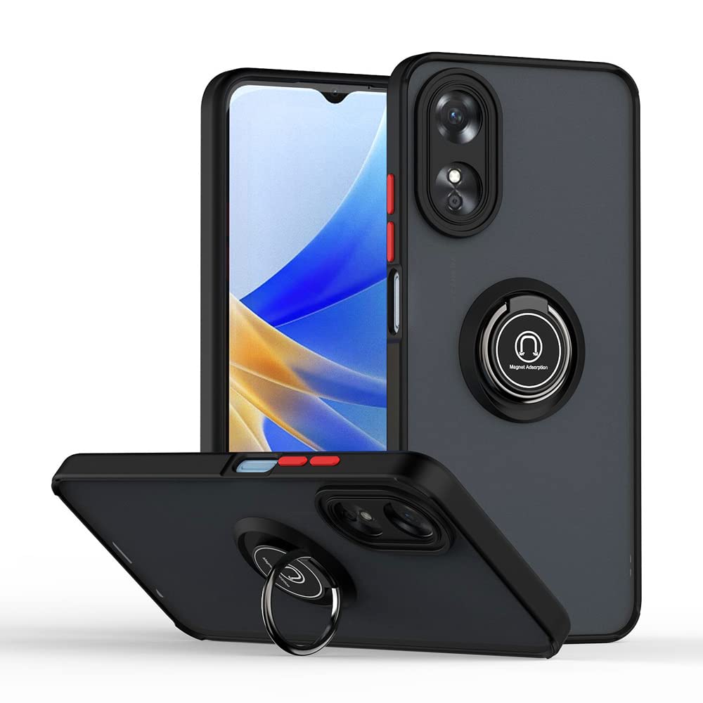 Tumundosmartphone Matte Case with Black Edge and 360 Rotating Ring for OPPO A98 5G