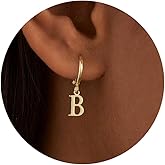IEFWELL Earring for Teen Girls - Initial Hoop Earrings, Hypoallergenic 14K Gold Plated Huggie Hoop Earring, Dangle Earrings for Women Girls Jewelry Gifts for Women Mom