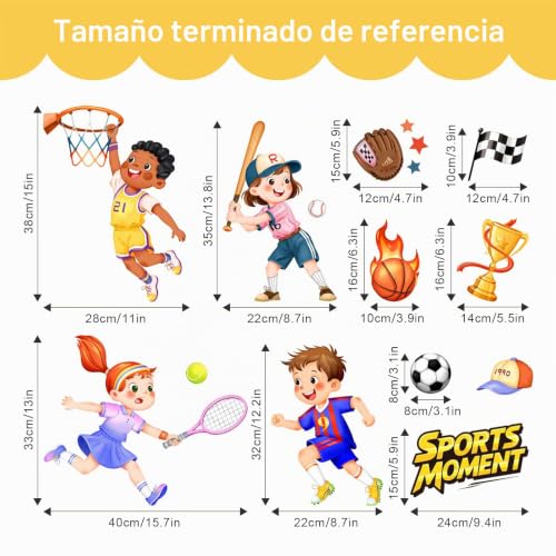 Tanlaby Sports Wall Stickers Football Decorative Vinyl Basketball Tennis Baseball for Children's Room Play Room Nursery Classroom