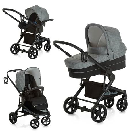 Hauck 3 in 1 Kinderwagen komplettset Atlantic Plus Trio Set, inkl. Babyliegeschale Kinderautositz Gruppe 0 für Isofix Base Be