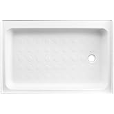 Tough Grade 24" x 36" White Shower Pan with Drain | Right or Left Side | with or Without Drain Fitting | for RV, Camper, Trav