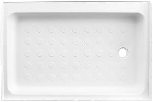 Tough Grade 24" x 36" White Shower Pan with Drain | Right or Left Side | with or Without Drain Fitting | for RV, Camper, Travel Trailers, 5th Wheels (Drain Fitting Included, Right Drain)