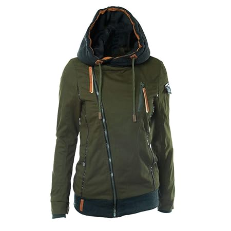 Comcrib Damen Übergangsjacke mit Kapuze aus Baumwolle, Verdicken Winddicht Kapuzenjacke Winter Warme Hoodie Einfabig Zipped S