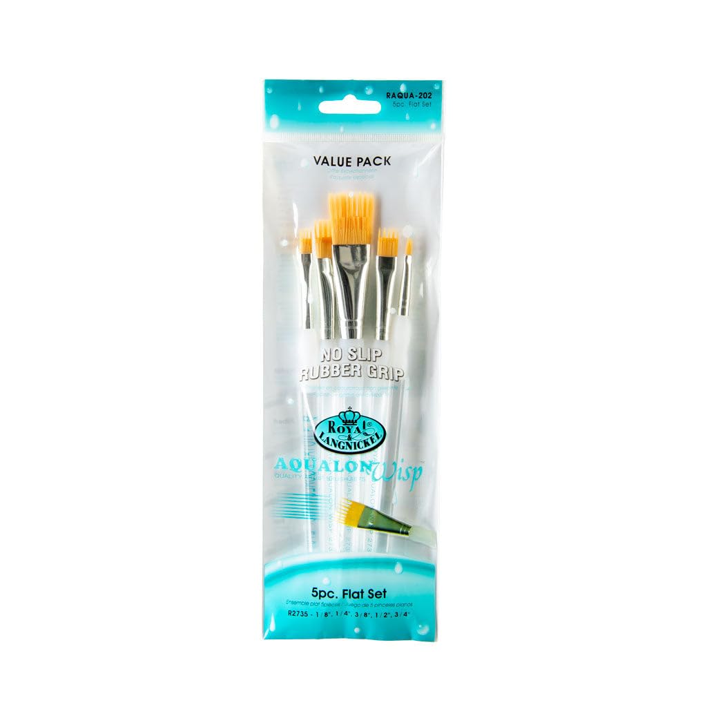 Royal and Langnickel Aqualon Wisp Flat Brush Set (Pack of 5)