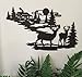 Deer and Lodge in Woodlands Metal Wall Art By Cabin Ironworks - Rustic Mountain Country Home Decor- Silhouette Depiction of a Pine Tree Forest, Clouds, Sun, and a Pair of Majestic Bucks.
