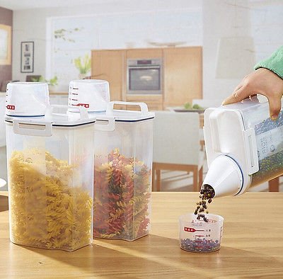 JISETY 2.5L Kitchen Cereal Grain Bean Rice Plastic Food Storage Container Box Bottles