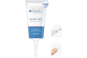 GazePlus UV Nail Glue Gel for Nail Tips 30ML Clear Soft Nail Tips Glue Gel Long Lasting Curing Needed for Nail Repair Treatment Gems Jewels and Nail Rhinestones