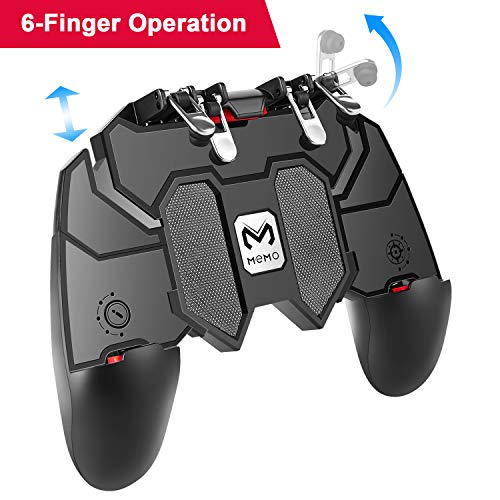 PUBG Mobile Controller 6 Fingers Mobile Game Controller Gamepad Aim and Shoot Triggers, L1 R1 L2 R2 Joystick Remote Grip for 4.7-6.5″ iPhone Android iOS Phone Accessories