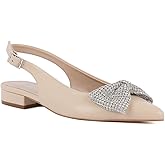 Sugar Women's Dress Flats – Stylish Pointed Toe Slip-On Shoes with Bow Detail, Comfortable Cushioned Footbed for Work, Casual, or Evening Wear - Clovis