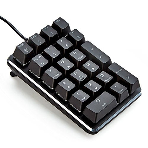 Mechanical Numeric Keypad GATERON Brown Switch Wired Ice Blue Backlight Gaming Keypad 21 keys Mini Numpad Portable Keypad Extended layout Black Magicforce by Qisan