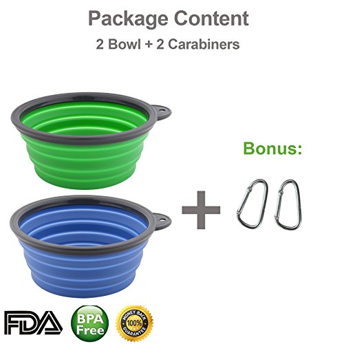 Roysili Extra Large Silicone Collapsible Dog Bowl Water Bowl (7'' Dia