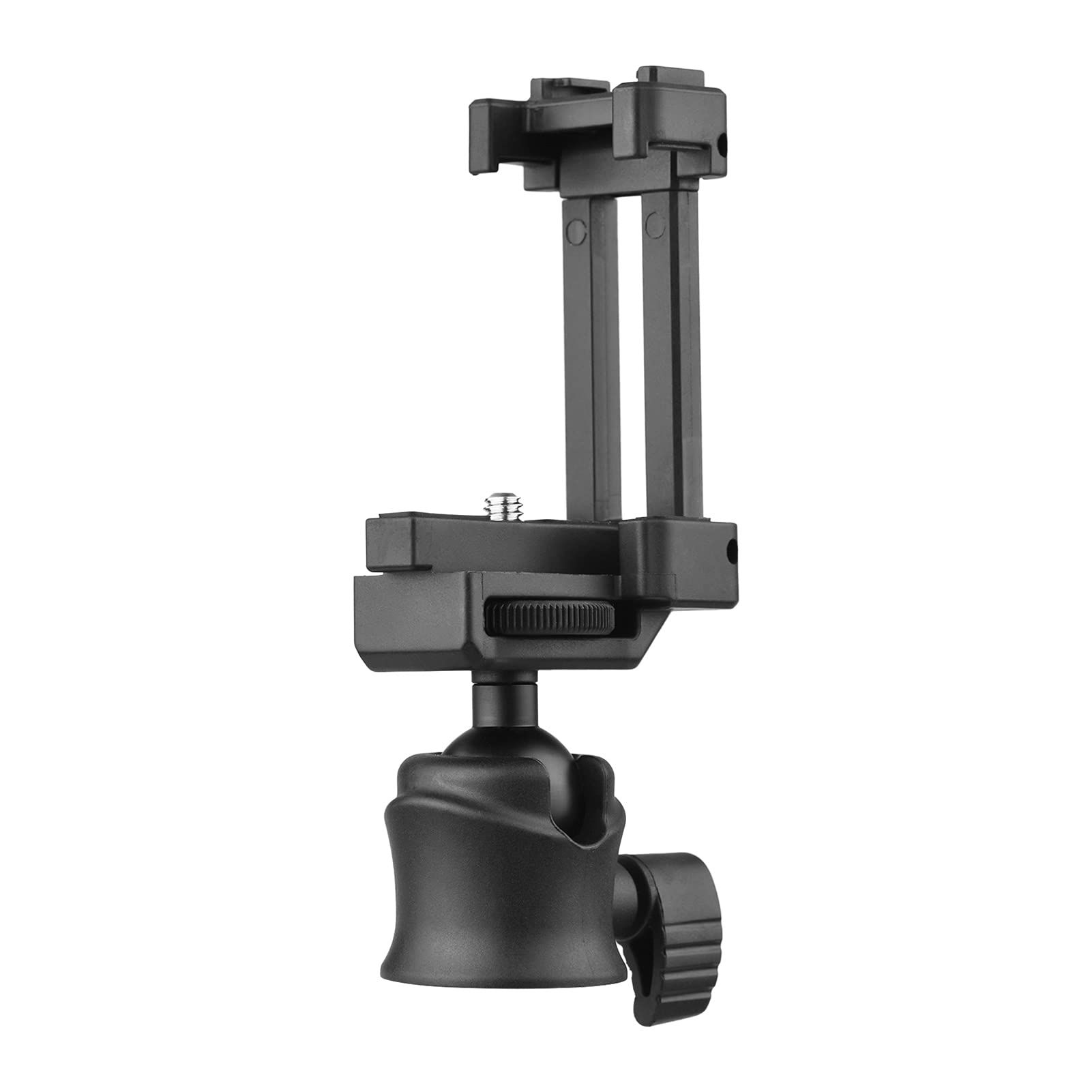 Andoer Tripod Ballhead Mount Adapter 360° Rotatable Tripod Ball Head with 1/4 Inch Screw & Phone Holder 2-1 Platform Cold Shoe Mount 2kg Load Capacity for Smartphone Camera Vlog Selfie Live Streamin