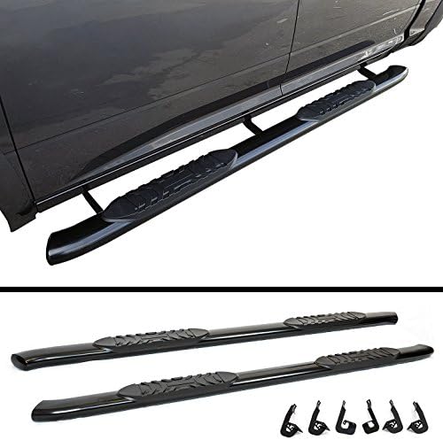 Galaxy Auto 5'' Oval Curved for 2007-18 Chevy Silverado/GMC Sierra 1500/2500/3500 Crew CAB - Side Steps Nerf Bars Running Boards (Black) - Rocker Panel Mount