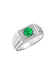 Rylos Men's Ring Sterling Silver Ring, 7MM Round