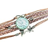 Jewelry Serenity Prayer Brown Leather Bracelet Sobriety Gift - Mens or Womens AA NA Recovery Sponsor or Sponsee Present