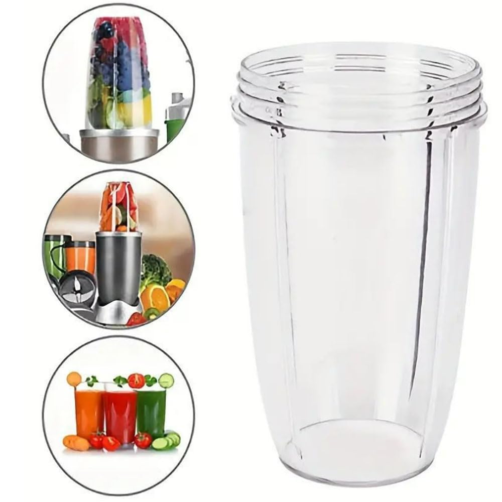 2-pack Replacement Parts Upgrade 32oz& 24oz Cups with 2-pack Flip-Top To-Go-Lid Compatible with NutriBullet 600w/900w Blender Accessory