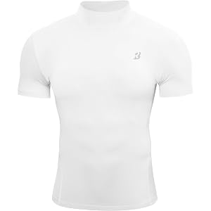 Roadbox Men's Compression Shirt, Mock Turtleneck Athletic Undershirt Short Sleeve, Cool Dry T Shirts for Gym Workout Sports