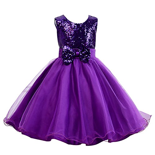 Acecharming Little Baby Girls' Sequin Dress, Toddler Tulle Sleeveless Bowknot Wedding Bridesmaid Party Ball Gown Age 1-8Y