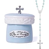 Grandeco My First Rosary Cross for Boy Keepsake Box and Rosary Gifting Set, Blue