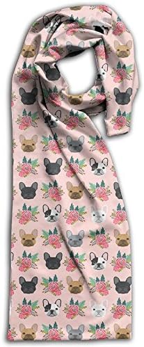 Pink French Bulldog Flowers Winter Lightweight Scarf Print Soft Warm Towel New Style Scarves Best Gift