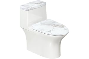 KUIFORTI White Toilet Seat Cover Washable Toilet Cover Lid for Bathroom Accessories Replacement Round White Marble Decor