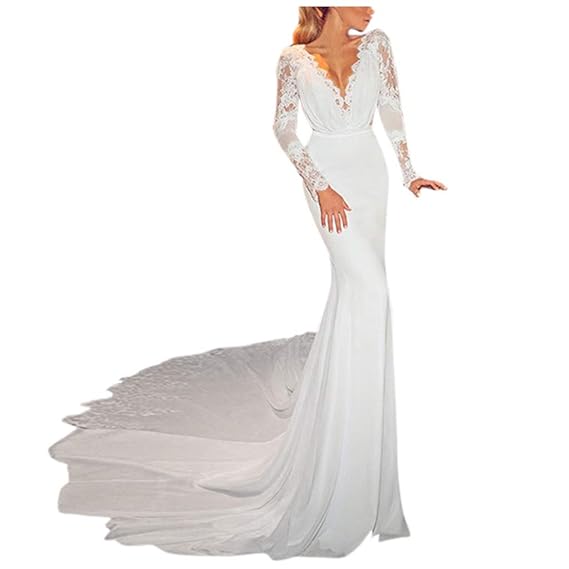 long sleeve deep v gown