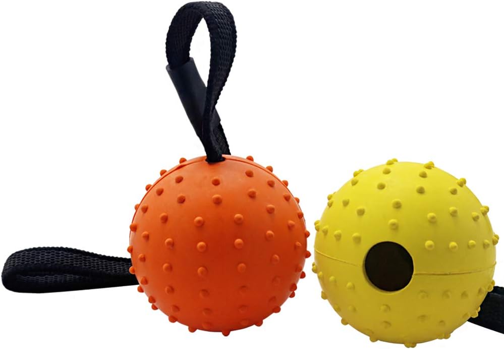 Vivifying Dog Ball on a Rope, 2 Pack Natural Interactive Rubber Ball