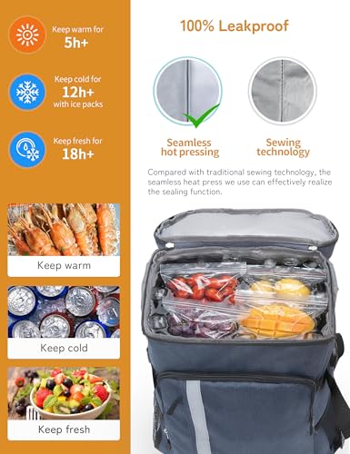 besrey 30L Insulated Backpack, Insulated Bag, Insulated Backpack, Lunch Bag, Keep Food Hot or Cold for Camping, Picnics, BBQ, Beach, Events (Blue)