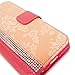 iPhone 6 Plus / 6s Plus Case, Cellularvilla [Stand Feature] Flower Texture [Diamond] Premium Wallet Case [3 Card Slots] Flip Cover For Apple iPhone 6 Plus / iPhone 6S Plus 5.5 inch (Peach Pink Bling)