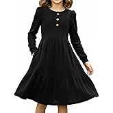 PATPAT Girl's Long Sleeve Sweater Dress Casual Button Front Knit Fall Winter Dresses 5-14 Years