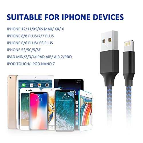MVQIN iPhone Ladekabel [5Stück 1/1/2/2/3M] Lightning Kabel Nylongeflecht Schnellladekabel and Datenkabel für Phone 11/11Pro/11Pro MAX/X/XS MAX/XR/8/8 plus/7/7 plus/6s/6s plus/6/6 Plus/SE
